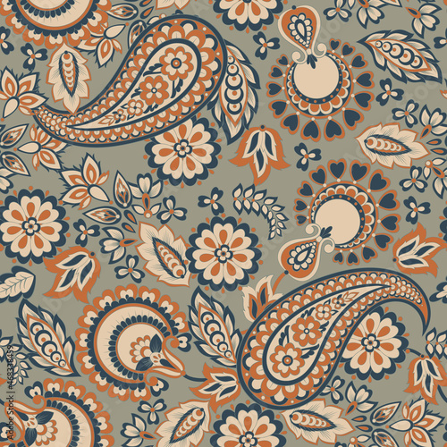 Paisley seamless vector pattern. Vintage background in batik style