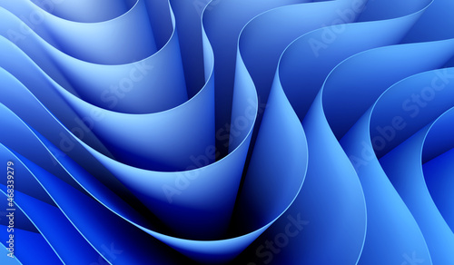 Fototapeta Naklejka Na Ścianę i Meble -  3D render abstract background of smooth lines of spline blue waves