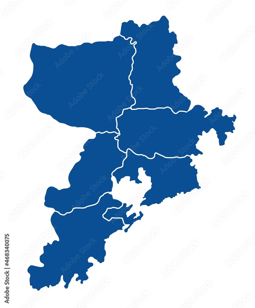 Obraz premium Outline blue map of Qingdao city