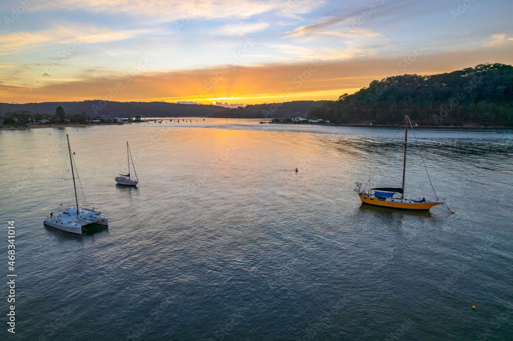 Fototapeta premium Sunrise waterscape over the channel