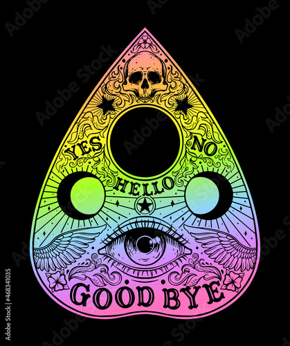 Ouija Planchette Board graphic illustration