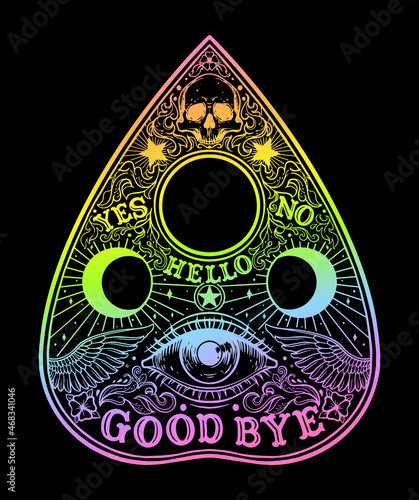 Ouija Planchette Board graphic illustration