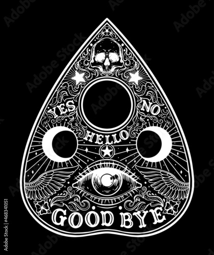 Ouija Planchette Board graphic illustration photo