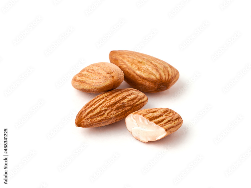 Almond on white background. Almond isolated. Almond on white background. Almond isolated.