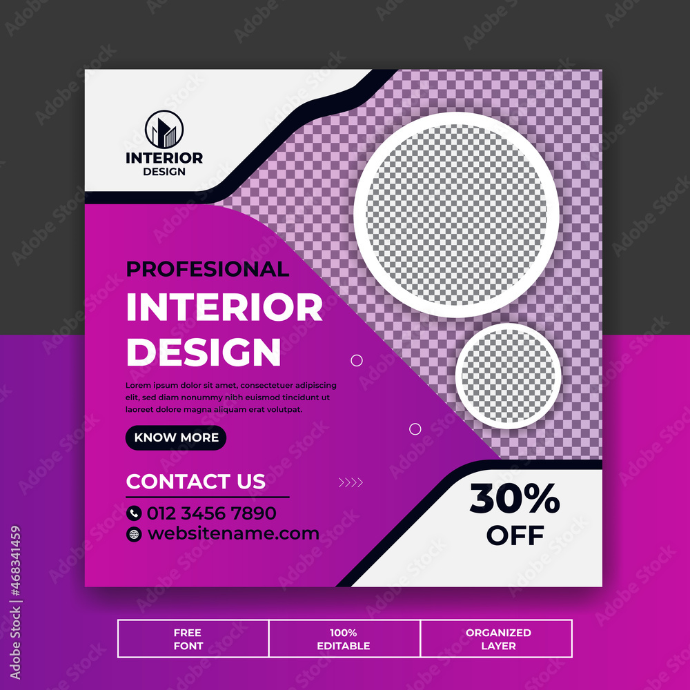 Professional interior design Social Media Post and Banner Design Template Professional interior design Social Media Post and Banner Design Template