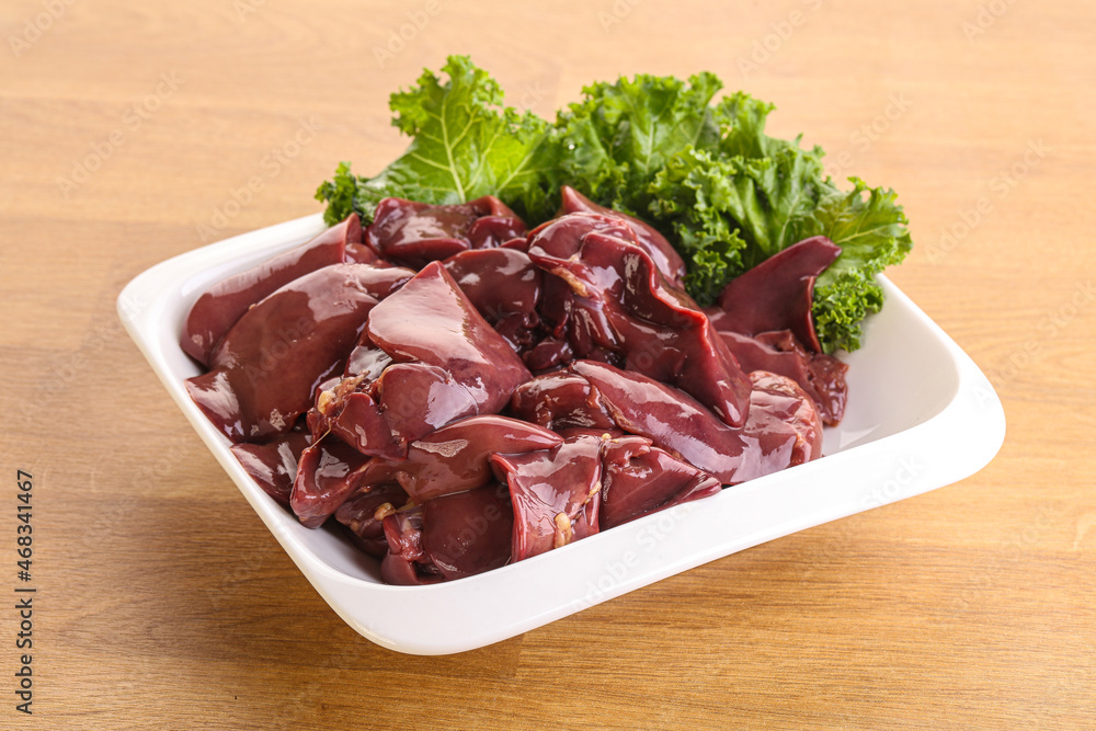 Raw chicken liver in the bowl Raw chicken liver in the bowl