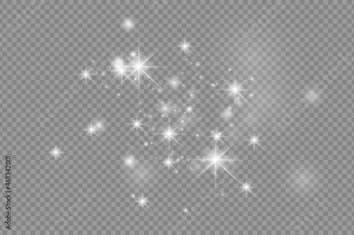 White sparks glitter special light effect. Christmas abstract pattern.