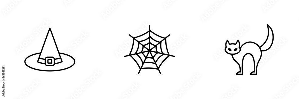 Set of 3 halloween icon on white background. Set of 3 halloween icon on white background.