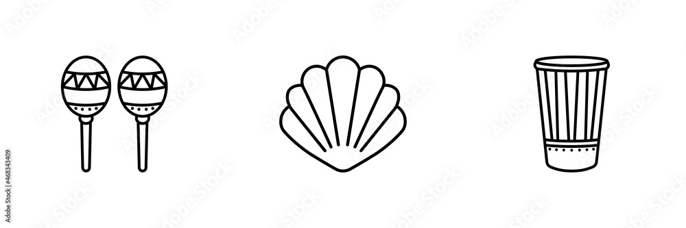 Set of 3 tropical icon on white background. Set of 3 tropical icon on white background.