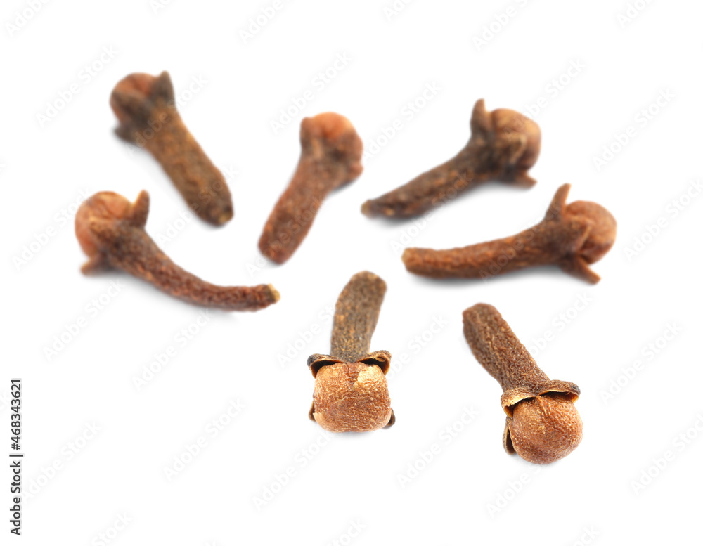 Aromatic organic dry cloves on white background Aromatic organic dry cloves on white background