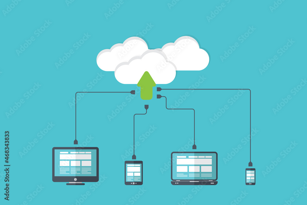 Cloud Computing. Devices connected to the cloud. Vector illustration Cloud Computing. Devices connected to the cloud. Vector illustration