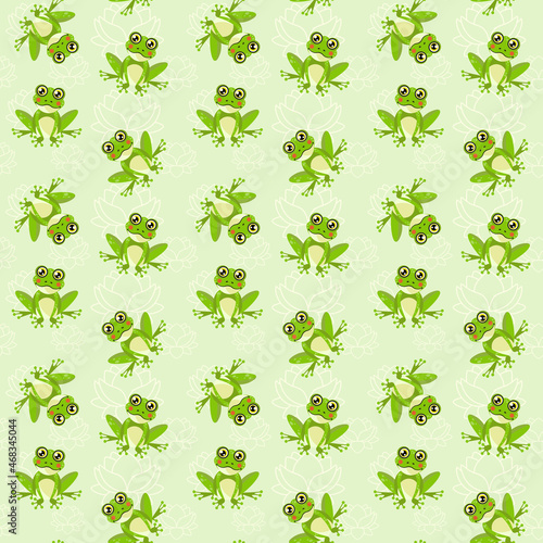 Seamless pattern with cute frog
