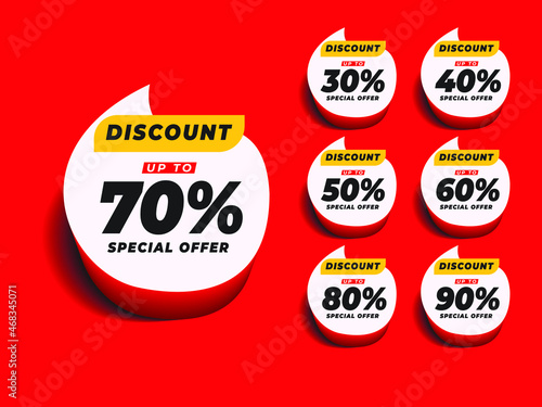 Set discount label for promotion template. 50% off