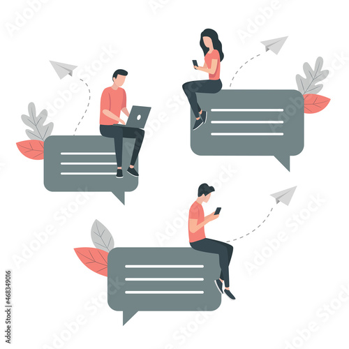 Online messaging concept. Colored vector flat illustration. Isolated on white background.
