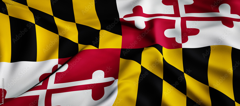 Waving flag concept. National flag of the US State of Maryland. Waving ...