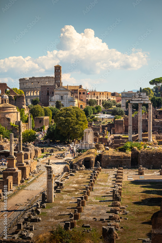 View from Roman Imperial Forum in Roma, Lazio, Italy.