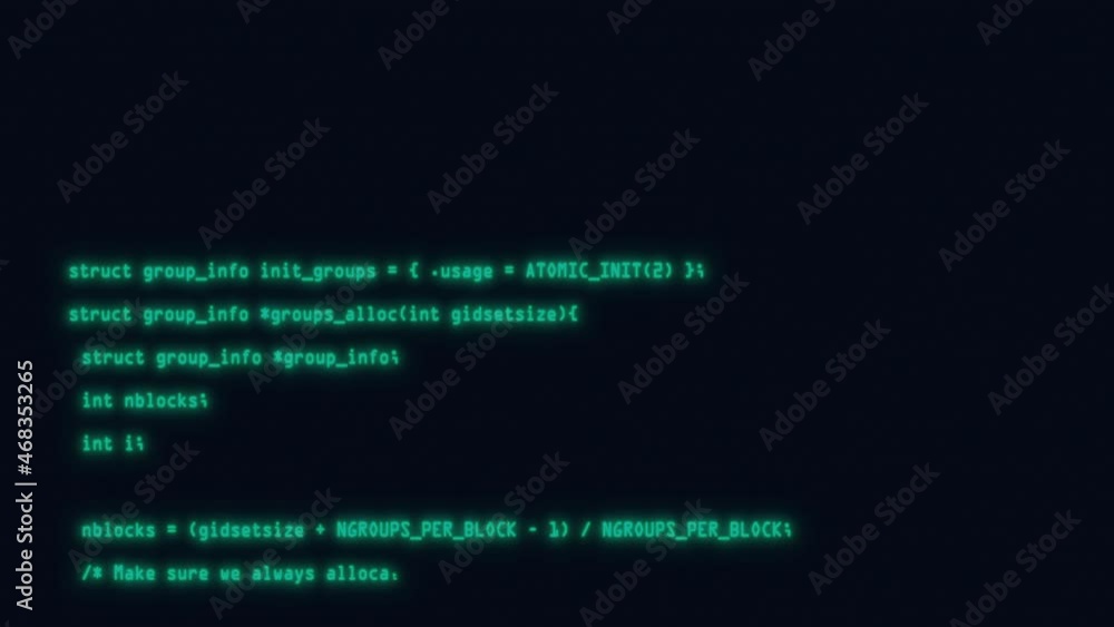 Green computer source code scrolling on the screen. Blocks of abstract program code. Hacker code running down a computer screen terminal. Software development and hacking concept Green computer source code scrolling on the screen. Blocks of abstract program code. Hacker code running down a computer screen terminal. Software development and hacking concept