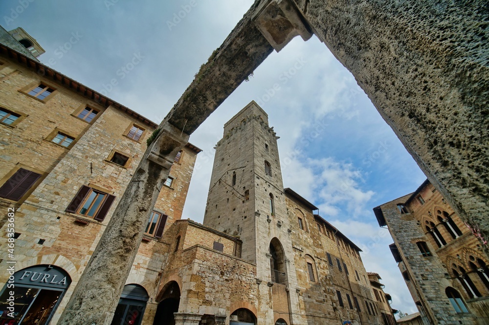 Fototapeta premium view of the town country image taken in san gimignano, tuscany, italy