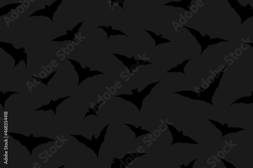 Bats flying silhouette seamless pattern. Digital Illustration Background.