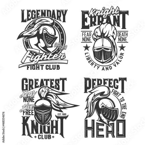 Fotografiet Medieval knights and warriors t-shirt prints