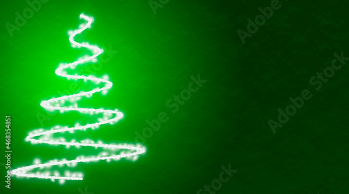 Fondo verde con árbol de navidad luminoso. 