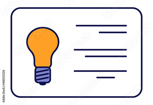 Tip icon. Information box with light bulb. Interface element