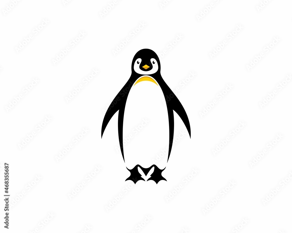 Fototapeta premium Cute penguin silhouette illustration logo
