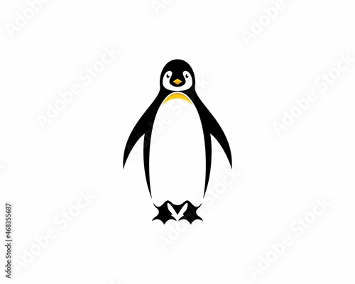 Cute penguin silhouette illustration logo