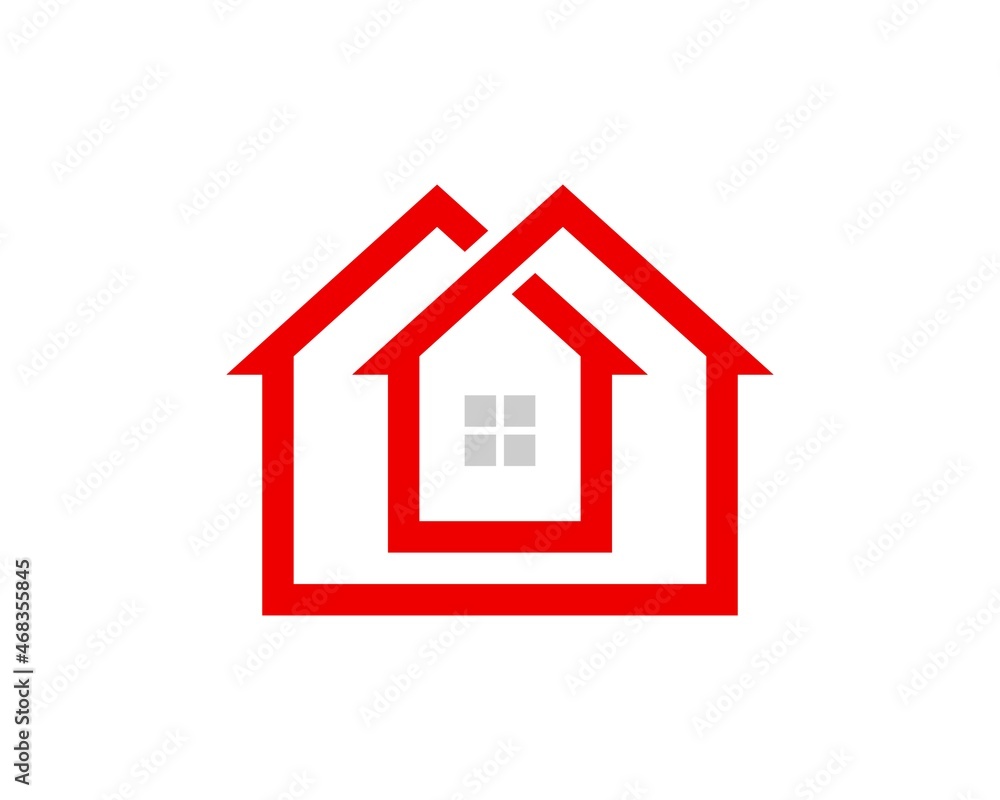 Simple infinity house in red color and silver window Simple infinity house in red color and silver window