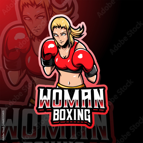 Woman boxing esport mascot logo