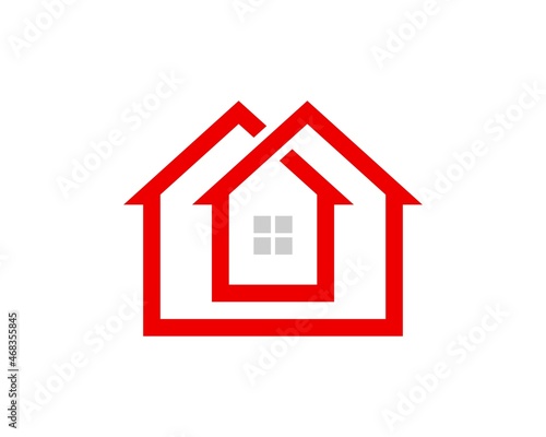 Simple infinity house in red color and silver window