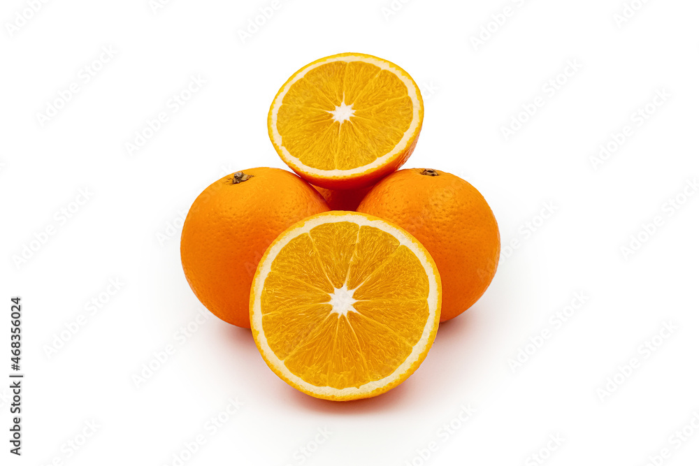 Fototapeta premium Tasty and juice orange object isolated on white background