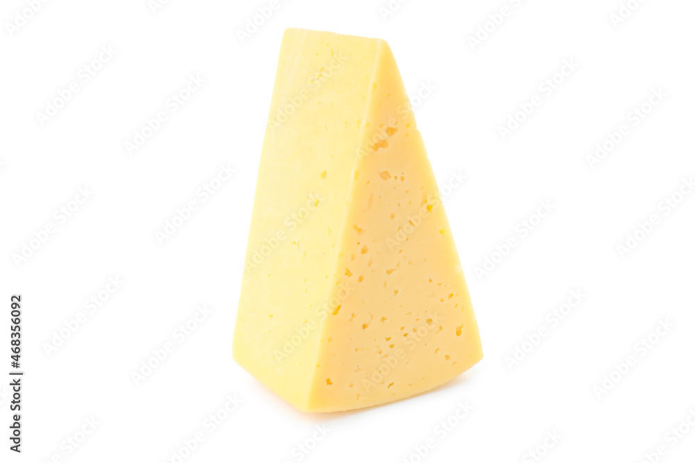 Hard cheese isolated on white background, close up