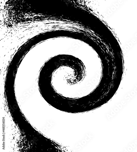 Spiral black color watercolor background, swirled in a circle in a spiral, isolated, white background. Vector illustration