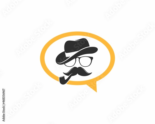 Detective head in side the bubble chat