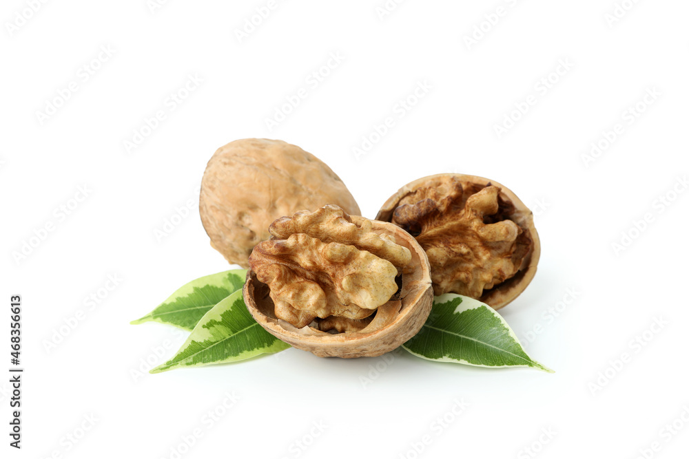 Walnuts isolated on white background, close up Walnuts isolated on white background, close up
