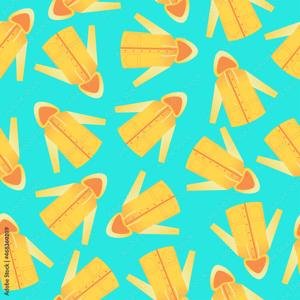 Yellow raincoat in seamless vector pattern Yellow raincoat in seamless vector pattern