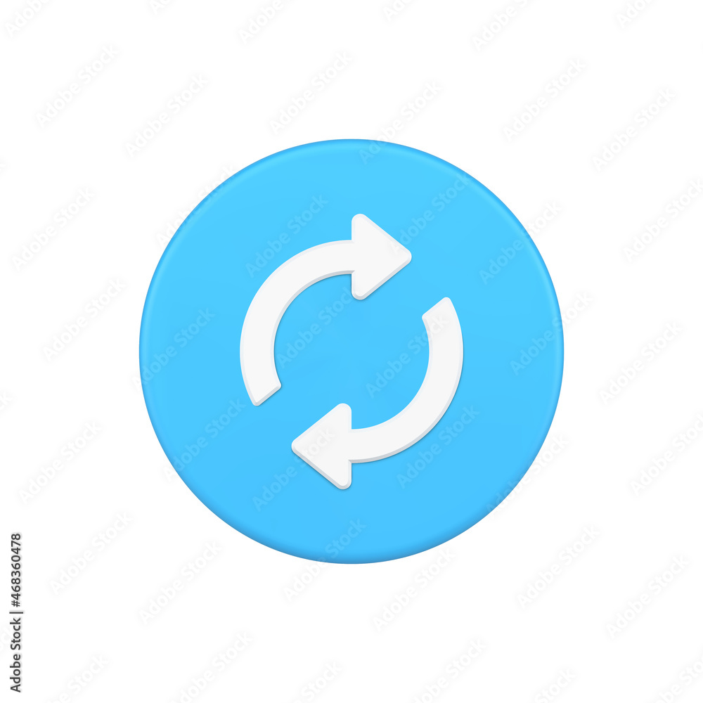 Circle arrows blue 3d icon button vector illustration Circle arrows blue 3d icon button vector illustration