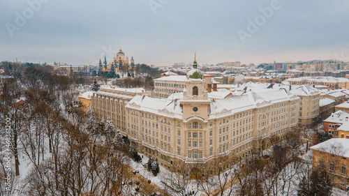 aerial view of winter lviv city center © phpetrunina14