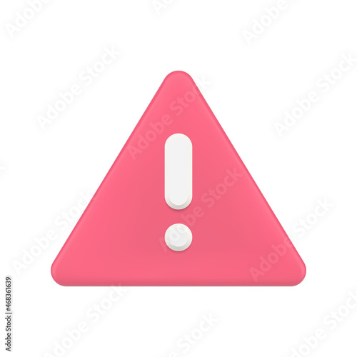 Simple red triangle 3d icon vector illustration dangerous, caution, attention with exclamation point