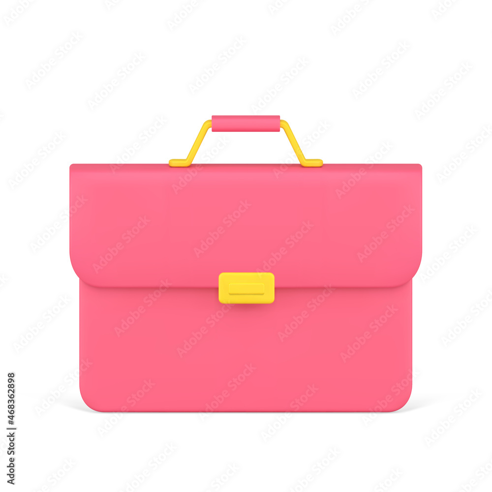 Bright briefcase with handle for carrying and golden clasp 3d icon vector illustration Bright briefcase with handle for carrying and golden clasp 3d icon vector illustration