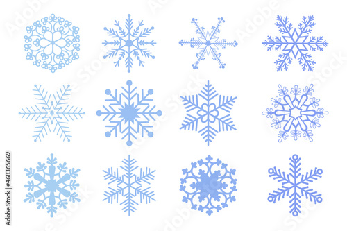 Wallpaper Mural Winter large set of snowflakes of various shapes and shades. Snow set. Snowflakes, vector illustration Torontodigital.ca