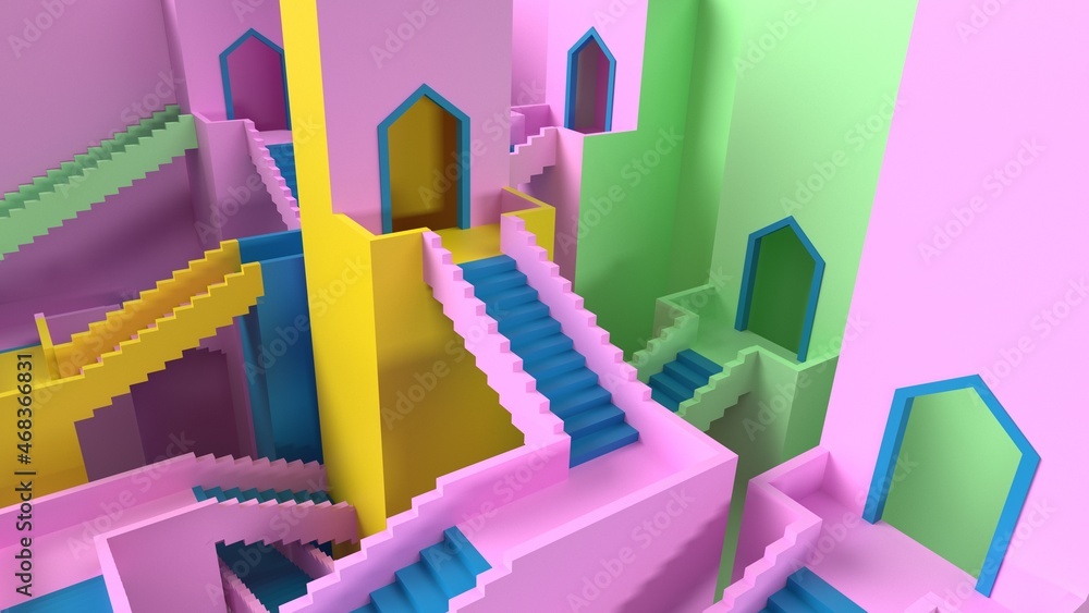 Tableau sur toile colorful intricate staircase