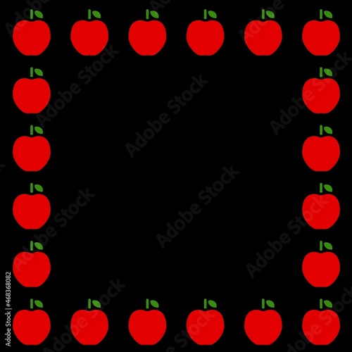 フレーム リンゴ 赤×黒背景