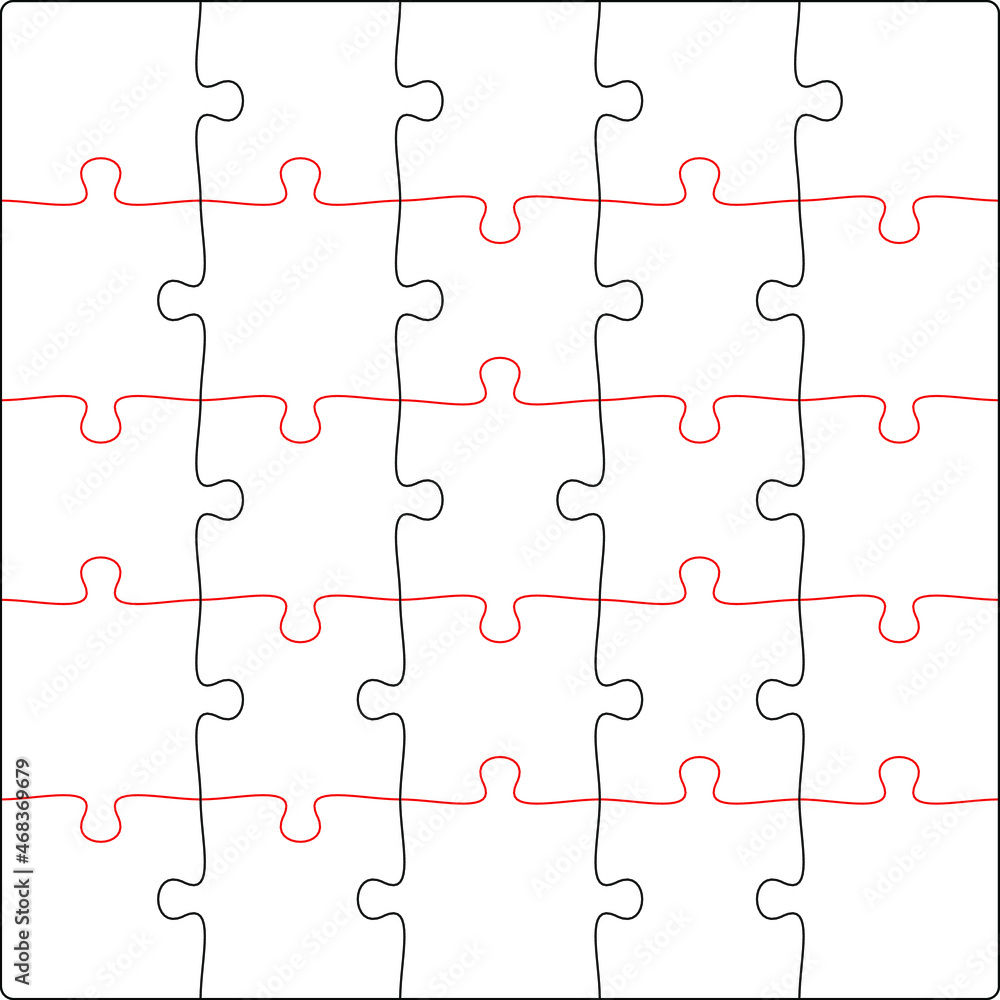 Fototapeta premium Square puzzle, marking in vector format for cutting on a plotter