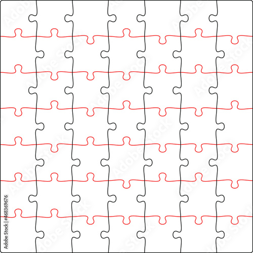 Square puzzle, marking in vector format for cutting on a plotter