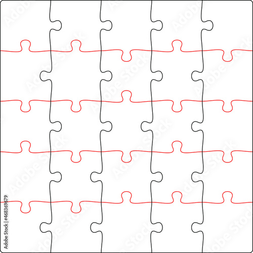 Square puzzle, marking in vector format for cutting on a plotter