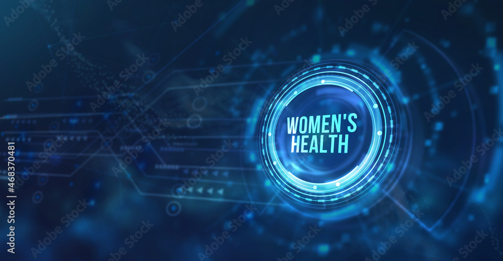 Internet, business, Technology and network concept. Women's health. Medical Healthcare concept on virtual screen. 3d illustration.