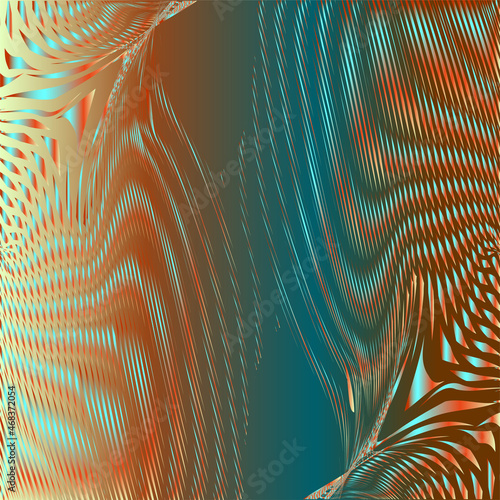 Psychedelic abstract multi color pattern from distorted lines and wavy warped stripes. Multi color gradient vector with optical, illusion for web banner, business card, poster, wall panel, home decor.