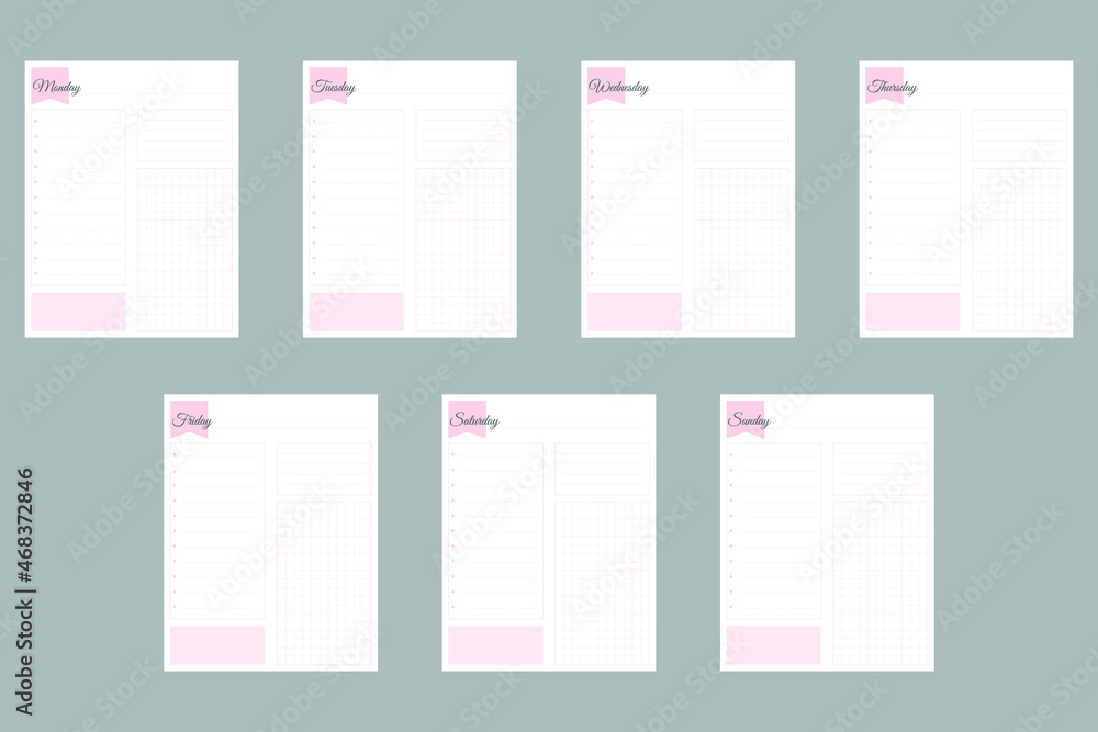 Sunday to Monday Daily Pink Planner Daily Notes Planner Sunday to Monday Daily Pink Planner Daily Notes Planner